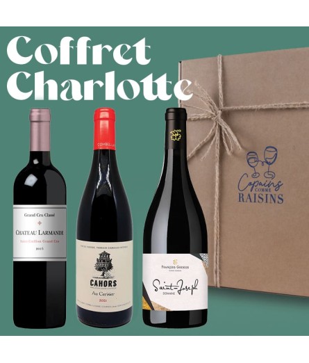 Coffret Charlotte - Bouteilles de vins rouges - idée cadeaux Noël
