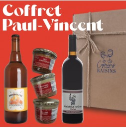 Un coffret idéal pour découvrir de bons vins, idéal pour l'apéro : une bière, un vin rouge et des pâtés !